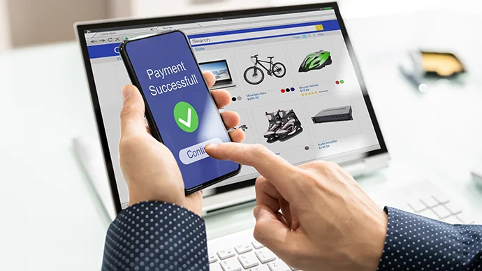 Be Safe Shopping Online Person shopping with their credit card online