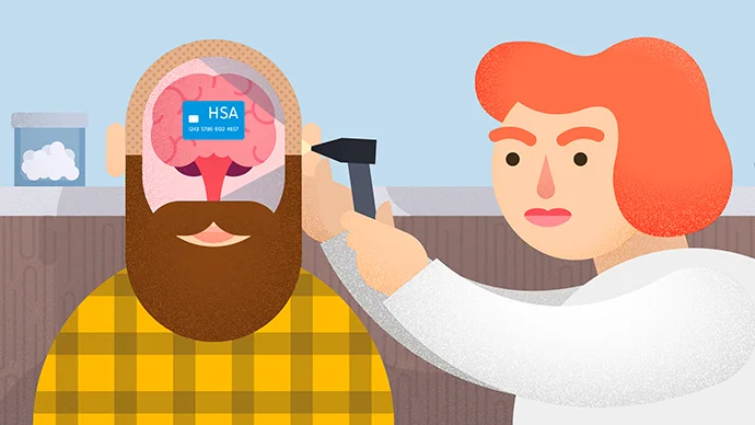Health Savings Accounts Cartoon of doctor examining a patient